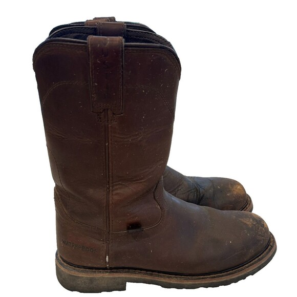 JUSTIN SE4961 RUBBER SOLE COMPOSITE TOE WATERPROOF MENS WORK COWBOY BOOTS SZ8.5D